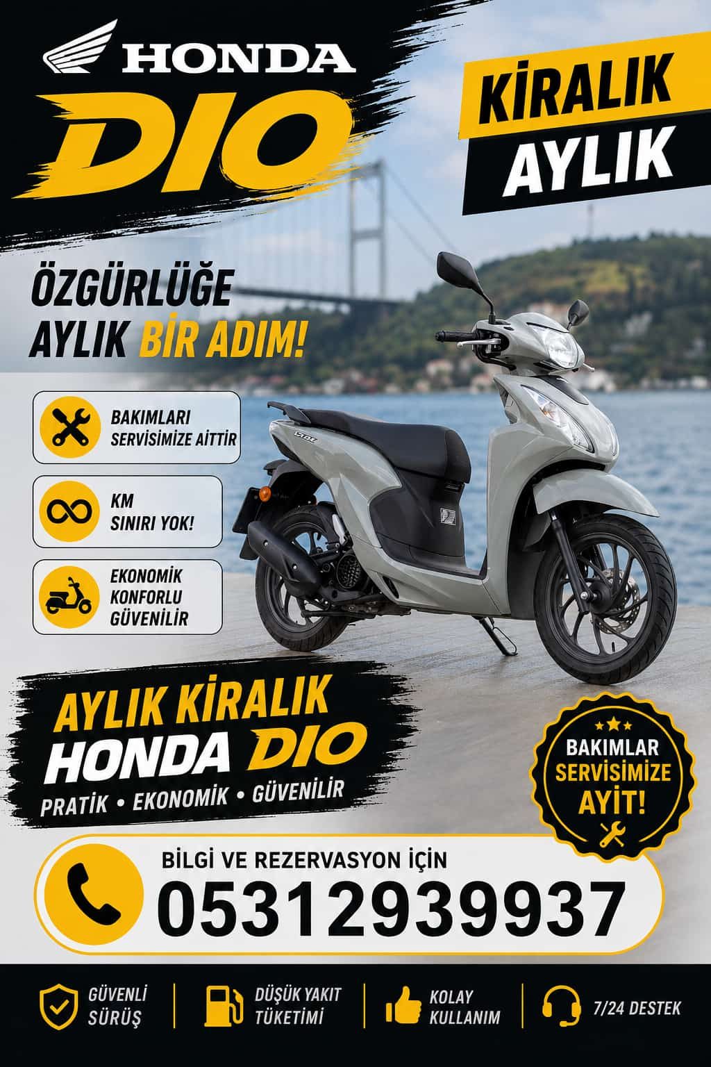 Aylık kiralık Honda DIO afişi